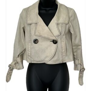 Burlapp by Anthropologie - Women's Beige Double-Breasted Jacket